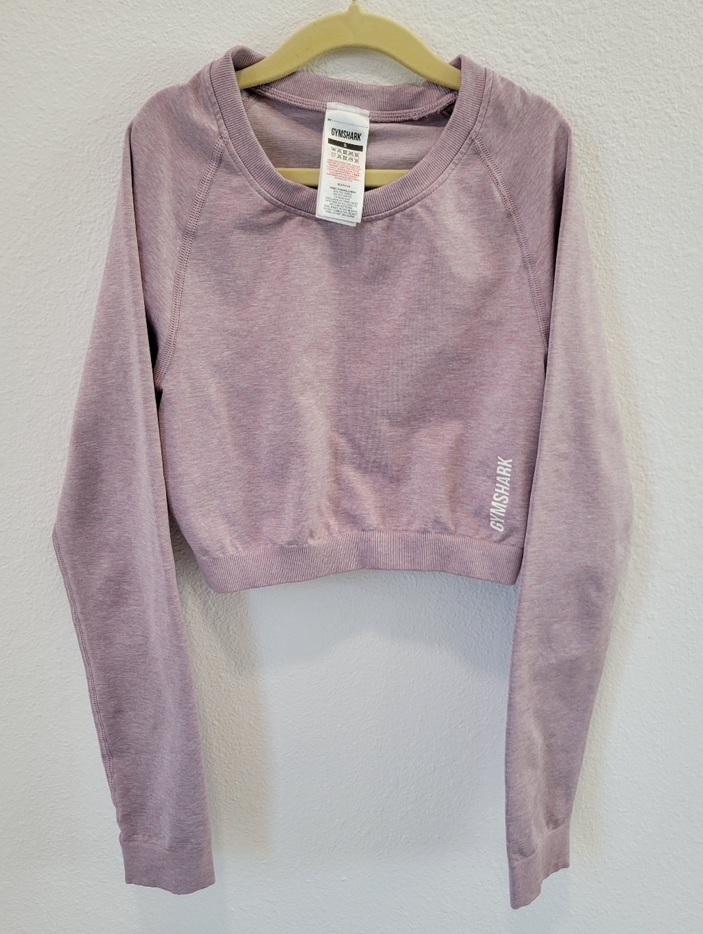 Gymshark Women’s Small Lavender Cropped Long Sleeve Top Ruched Back Activewear